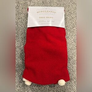 Wondershop Festive Holiday Christmas Minimalist Red Tree Skirt White Poms